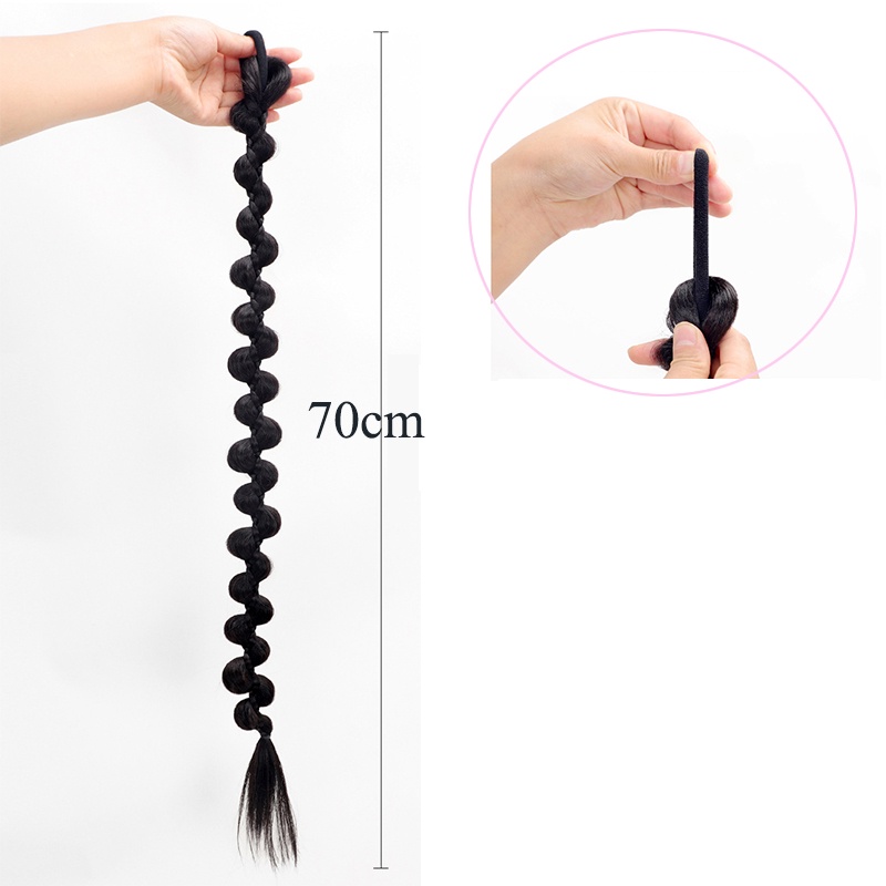 Bím Tóc Giả Dài 70cm Bằng Sợi Tổng Hợp Kèm Dây Cao Su Bện Và Tay Cầm Dài Để Tập Boxing
