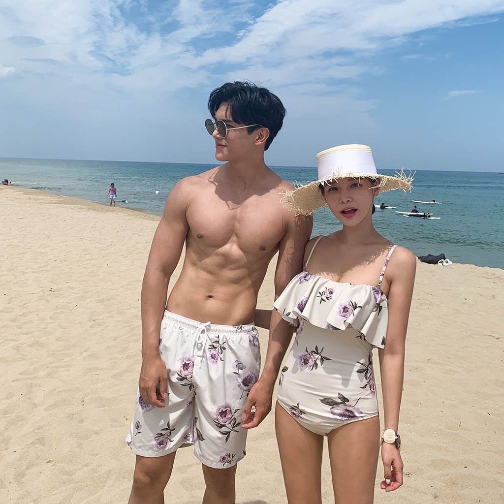 Xiuer 'S Đồ Bơi Một Mảnh Vải Họa Tiết Hoa Chất Lượng Cao Z04 Cho Cặp Đôi