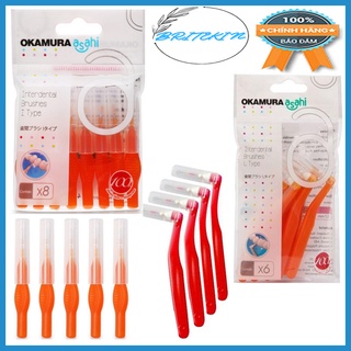 Bàn Chải Kẽ Răng Cao Cấp Nhật Bản Okamura Asahi Dạng Chữ I (Gói 8 Cây) & Dạng Chữ L (Gói 6 Cây) Dành Cho Người Chỉnh Nha