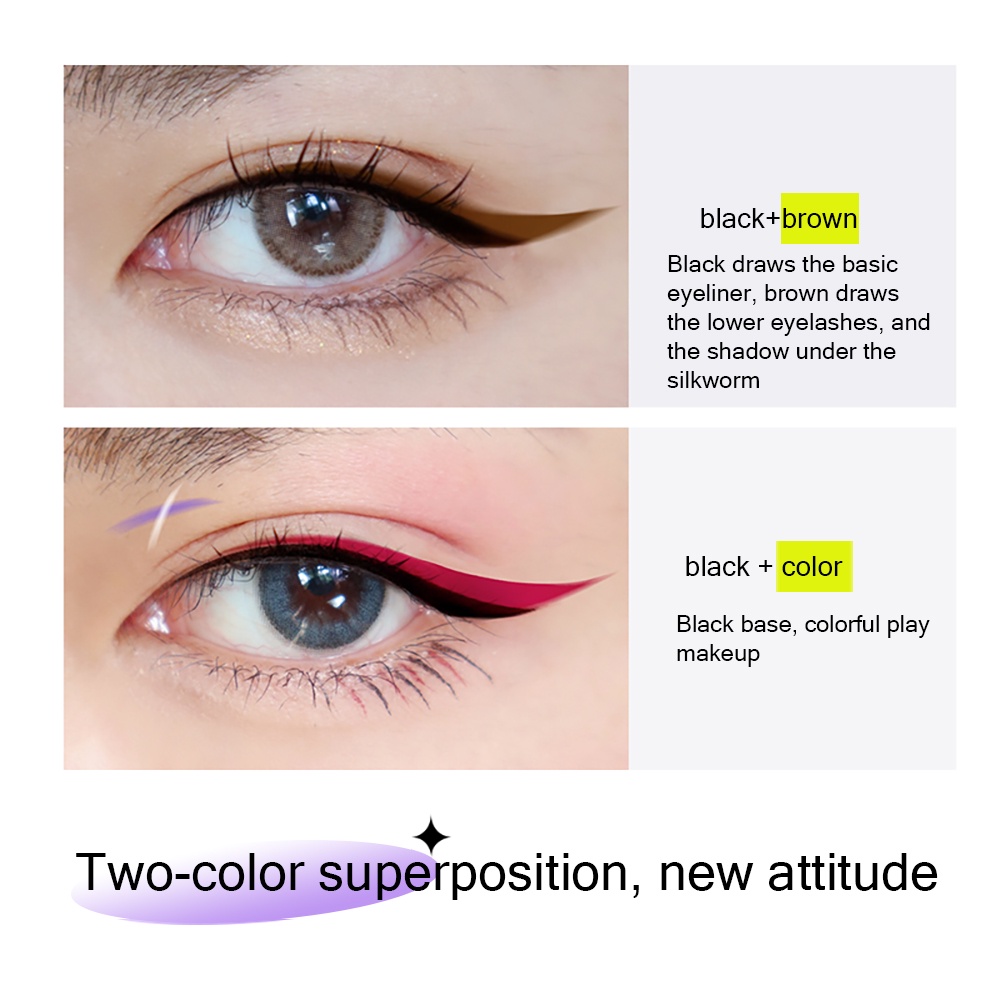 GRACEDO VIOLET FAIRY 2 đầu kẽ phấn eyeliner măt bút kẻ mắt đầu trang điểm tự nhiên nhanh khô lâu trôi và chống thấm kẻ mắt nước lâu trôi