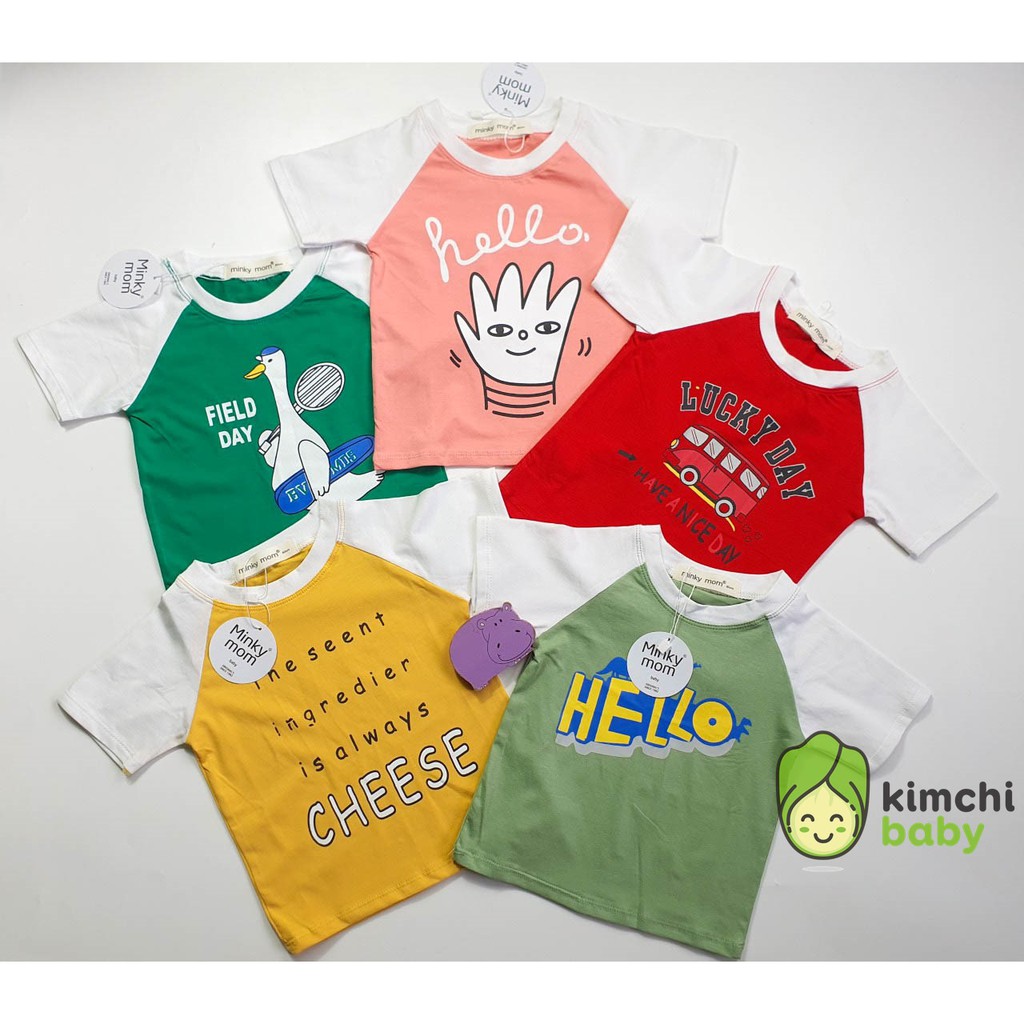 Đồ Bộ Bé Trai, Bé Gái Minky Mom Vải Cotton 100% Vai Giáp Lăng Họa Tiết Ngộ Nghĩnh, Bộ Cộc Tay Cho Bé Mặc Nhà Hè MKM2106