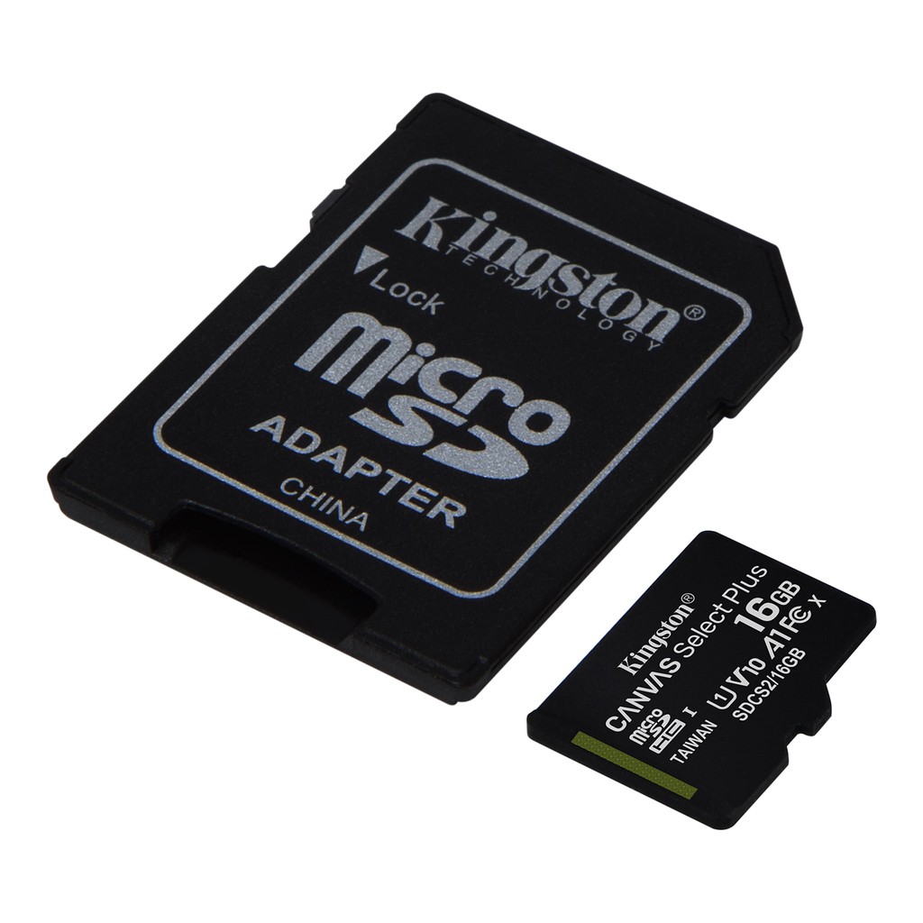 Thẻ nhớ microSDHC Kingston Canvas Select Plus 16GB 100MB/s U1 V10 A1 - Kèm Adapter (Đen) | BigBuy360 - bigbuy360.vn