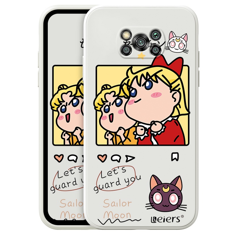 Ốp Điện Thoại Họa Tiết Thủy Thủ Mặt Trăng Cho Xiaomi Mi POCO X3 Pro 11 10t Pro NFC Pro F3 8 A2 Lite Pocophone 5G Phone Casing Silicon Fashion Camera Lens Protector Full Cover simple Liquid silicone Cases