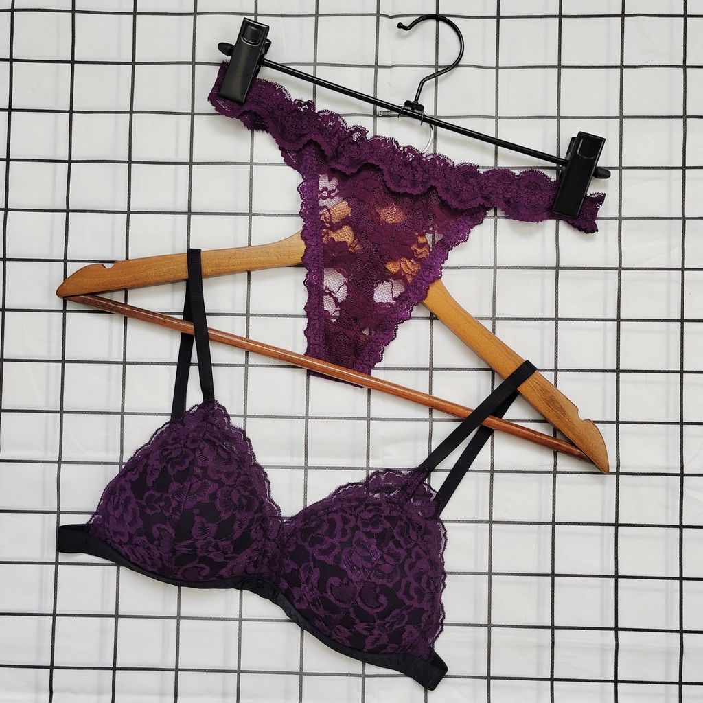 Set Bra - Bralette ren sexy không gọng, mút mỏng - Màu tím - NY04 | BigBuy360 - bigbuy360.vn