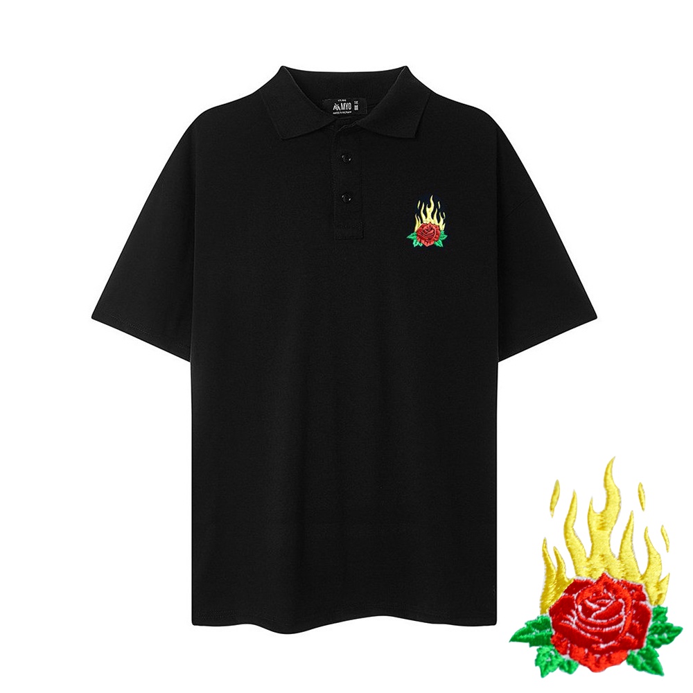 Áo Polo Đẹp MYO Thêu Hoa Hồng Lửa P011