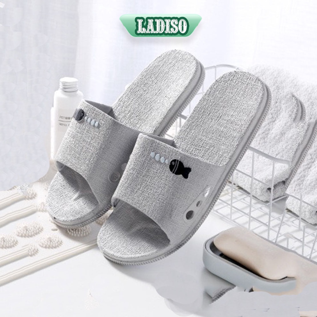 Dép nữ quai ngang LADISO chất liệu cao su non  êm chân mang trong nhà tolet chống trượt - TT371