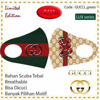 Khẩu Trang Họa Tiết Guccigreen Có Thể Giặt Được
