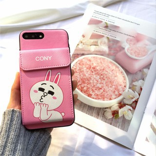 Ốp Lưng Thỏ Cony Gấu Brown Da -Ví
