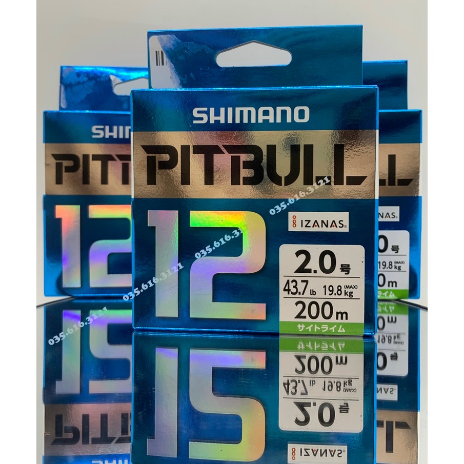 Pitbull X12 là dòng dây PE / dây dù cao cấp của Shimano,với kiểu bện 12 lõi cho bề mặt mượt mà,it ma sát và chịu tải cao