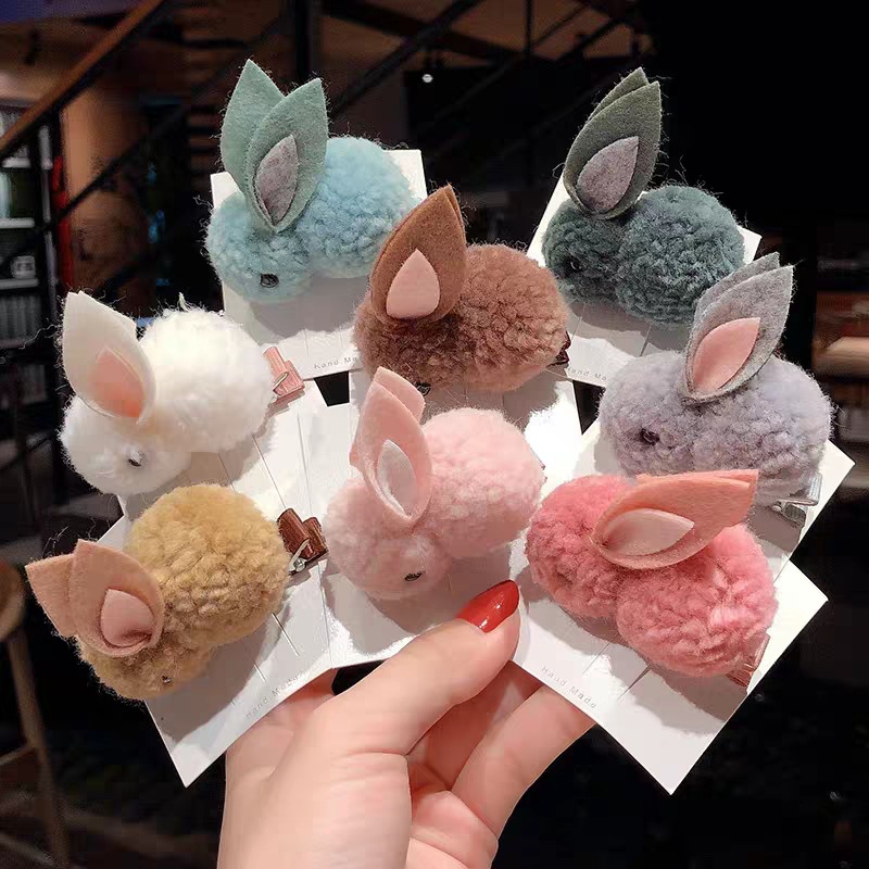 Kẹp Tóc Thiết Kế Thỏ Bông 3D Dễ Thương Thời Trang Cho Bé Gái