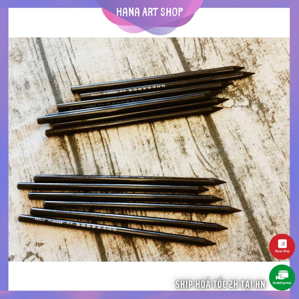 Bút Chì Than Đặc Nguyên Cây Marie's Charcoal - Chì Than Đen Không Vỏ Vẽ Truyền Thần - Ký Họa Chuyên Dụng