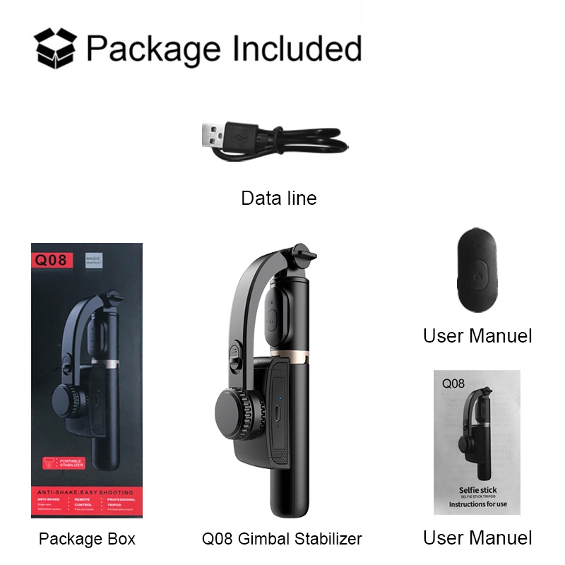 Bộ ổn định Gimbal chống rung cầm tay Bluetooth Điện thoại di động Giá đỡ gậy chụp ảnh tự sướng Chân đế có thể điều chỉnh cho iPhone / Android