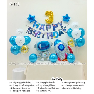 Set bóng sinh nhật bé trai phi hành gia đơn giản