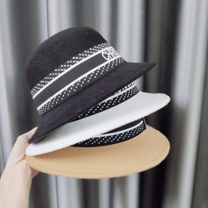 Mũ Dạ Vành Cụp Tiểu Thư Form Cứng Đai DR