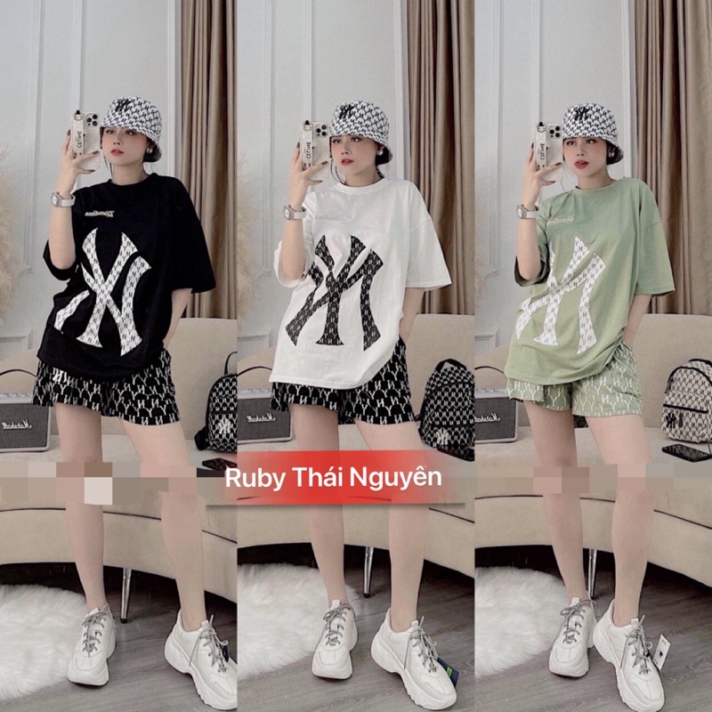 Set Bộ Thể Thao Chữ NN Áo Cộc Quần Đùi Siêu Chất-Bộ Đồ Thun Phông Nữ Mặc Nhà Ulzzang Form Thụng Tay Lỡ Hot Hit - Hàng mớ