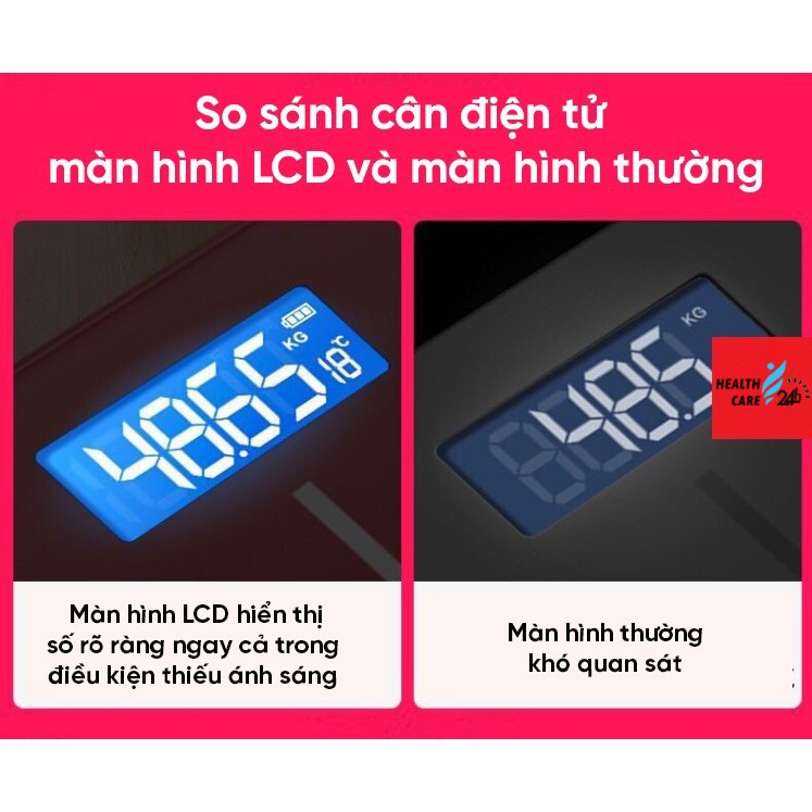 Cân điện tử đo chỉ số sức khỏe kết nối Bluetooth thông minh Healthcare24h A002, phân tích lượng mỡ qua app tiếng Việt