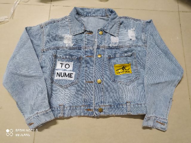 Áo khoác jean nữ xanh nhạt form lững Lovenan-Tonume dưói 58Kg loại 2