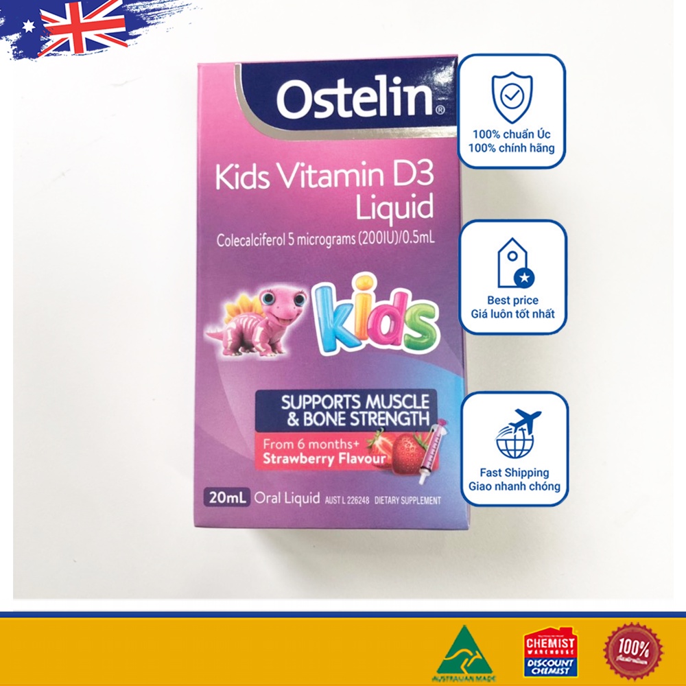 Ostelin Vitamin D3 Liquid Kids của Úc dạng nước cho bé 20ml (SP3)