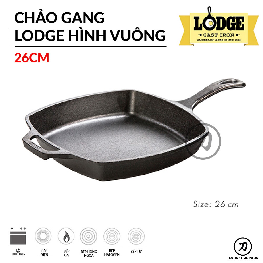 Lodge - Chảo gang hình vuông - 26cm