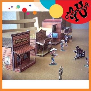 Mô hình giấy 3D kiến trúc Thị trấn miền Tây hoang dã - Truyện Lucky Luke