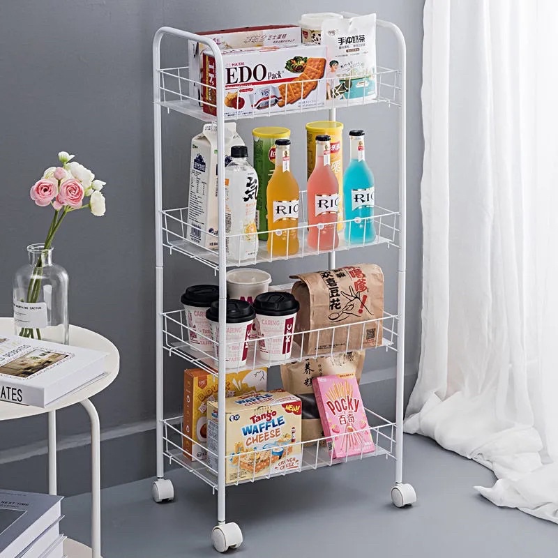 Kệ xe đẩy đa năng để đồ phòng ngủ , để đồ phòng tắm , phòng bếp 4 tầng 4 bánh xe