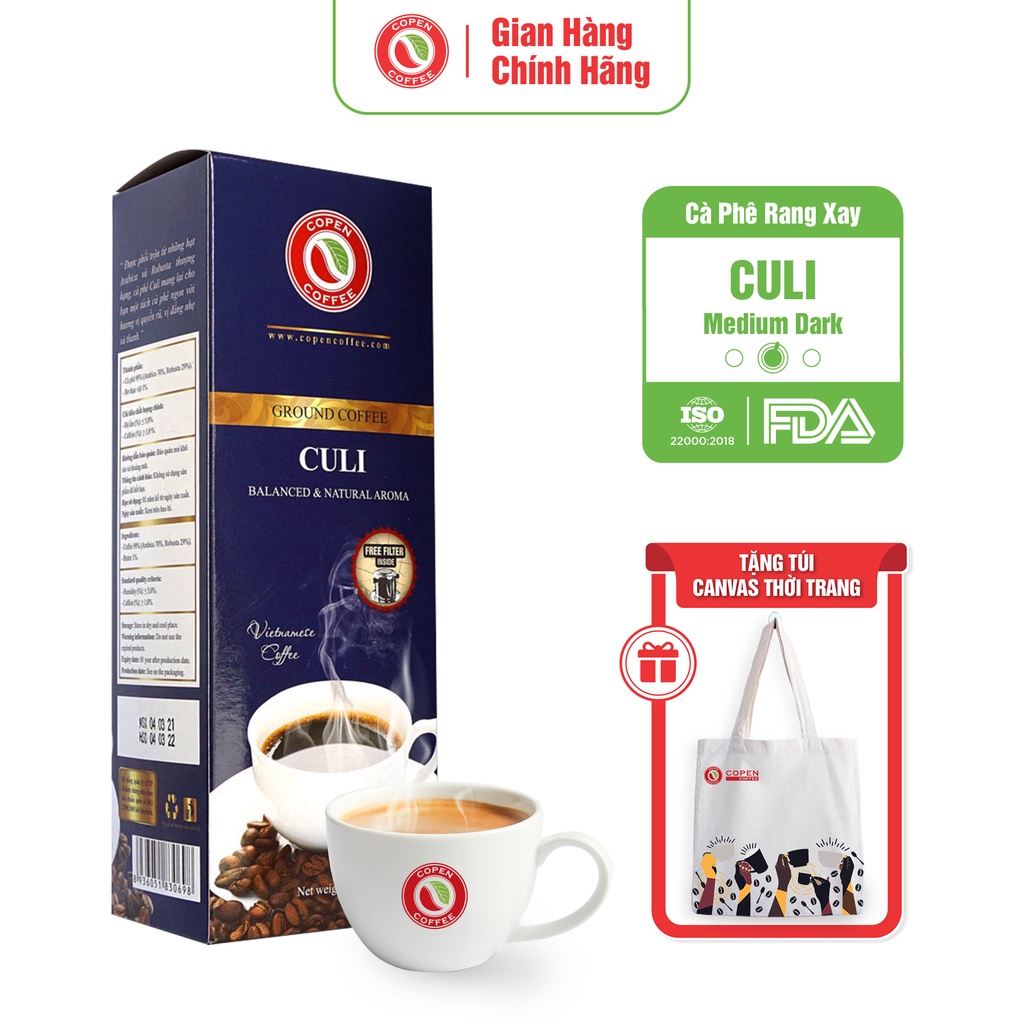 Cà phê Rang Xay Culi Copen Coffee_500g đắng vừa, chua thanh