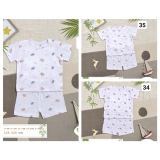 [XẢ HÀNG]Bộ cộc tay cài vai Moon vải sợi tre cao cấp siêu mềm mịn cho bé trai bé gái(6-16kg)
