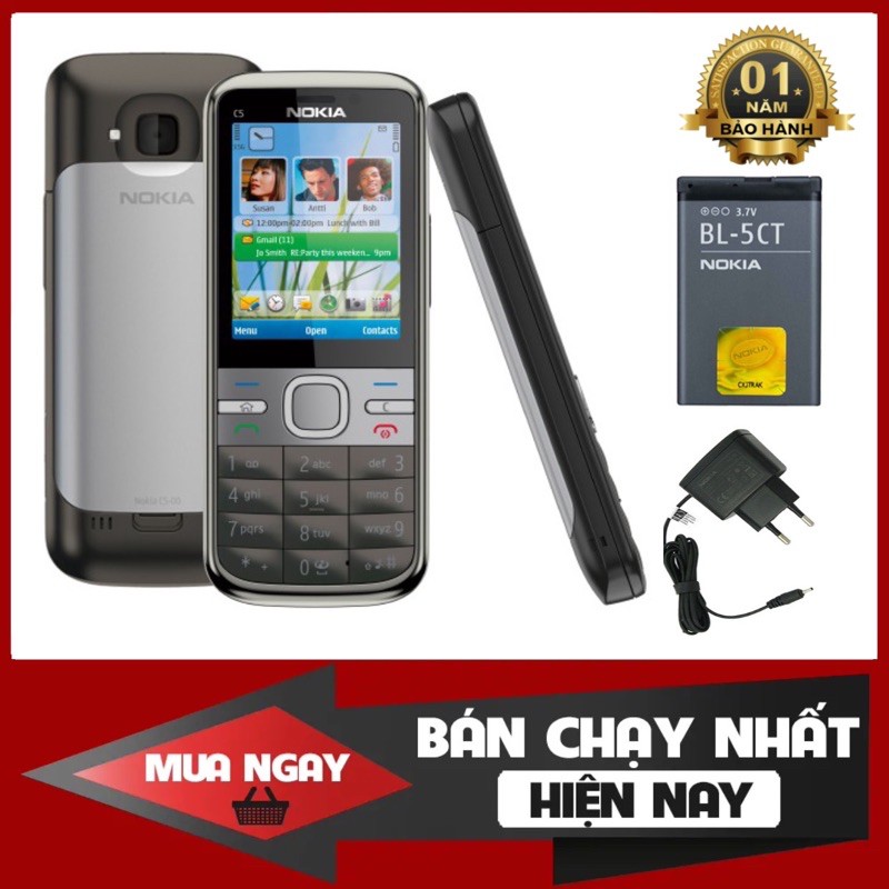 ĐIỆN THOẠI NOKIA C5-00 Chính hãng [ Khuyễn mãi  ] - Bảo hành 12 Tháng - Nokia C2-01 - Phụ Kiện : Máy , Sạc, Pin