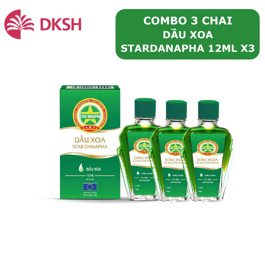 Bộ 3 Dầu xoa Cao Sao Vàng STAR DANAPHA 12ML/Chai