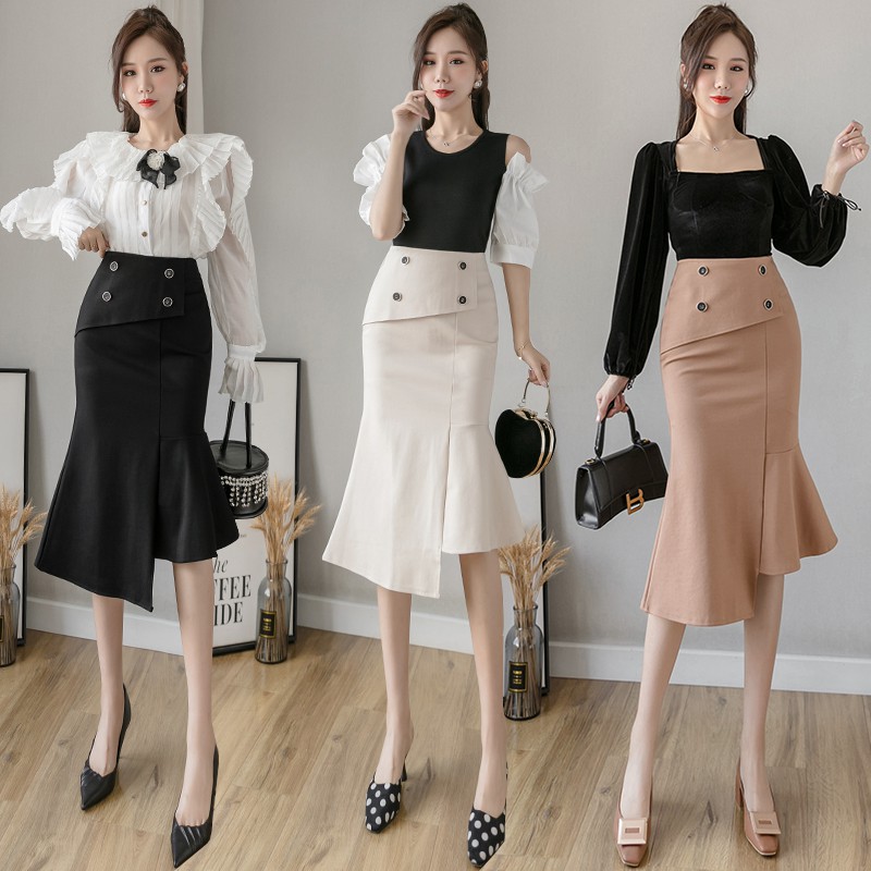 Chân Váy Lưng Cao Phong Cách Hàn Quốc Thanh Lịch