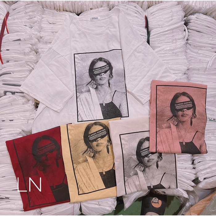 Áo Thun 3158 In Hình Cô Gái, Áo Phông Tay Lỡ Oversize From Rộng chất Coton