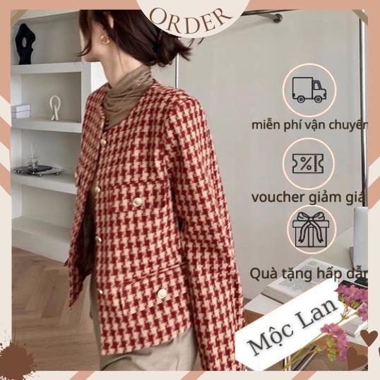 (MộcLan ORDER) Áo dạ tweed họa tiết siêu xinh phong cách Hàn Quốc | BigBuy360 - bigbuy360.vn