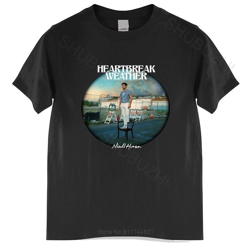 Áo thun Cotton nam cổ tròn áo Niall Horan Heartbreak Thời tiết màu đen tay ngắn Tee Shi