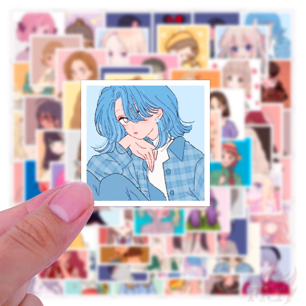 Set 60 Miếng Dán Họa Tiết Cô Gái Xinh Đẹp Không Thấm Nước DIY Xinh Xắn