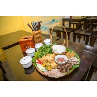 Quang thúng đựng set bún đậu mắm tôm