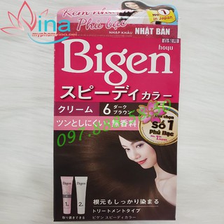(hồng) KEM NHUỘM TÓC PHỦ BẠC BIGEN SPEEDY COLOR CREAM SỐ 6 NÂU ĐEN (NHẬT BẢN)
