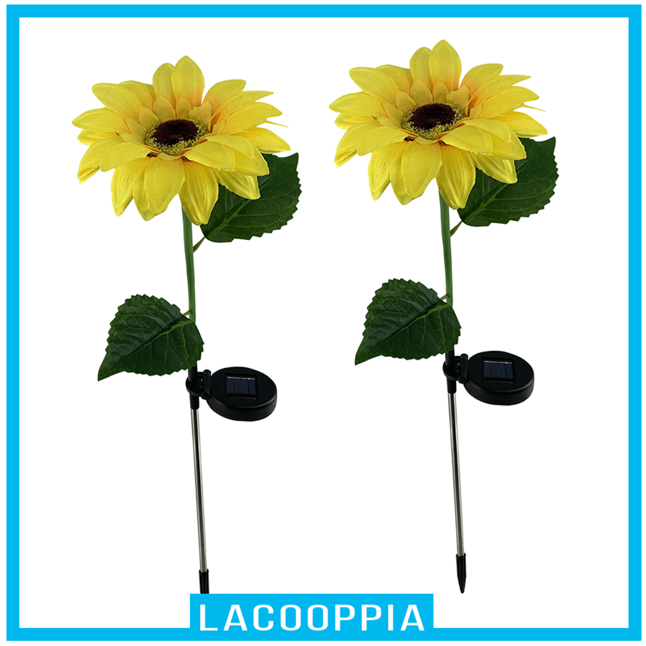 [LACOOPPIA]2 Pack Outdoor Yard Garden Solar Power Sunflowers Lights Pathway Patio Decor