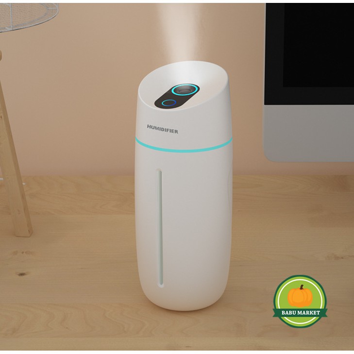 Máy tạo độ ẩm không khí, phun sương HUMIDIFIER, cổng cắm USB, Tặng kèm 3 lọ tinh dầu, Bảo Hành 6 Tháng Chính Hãng