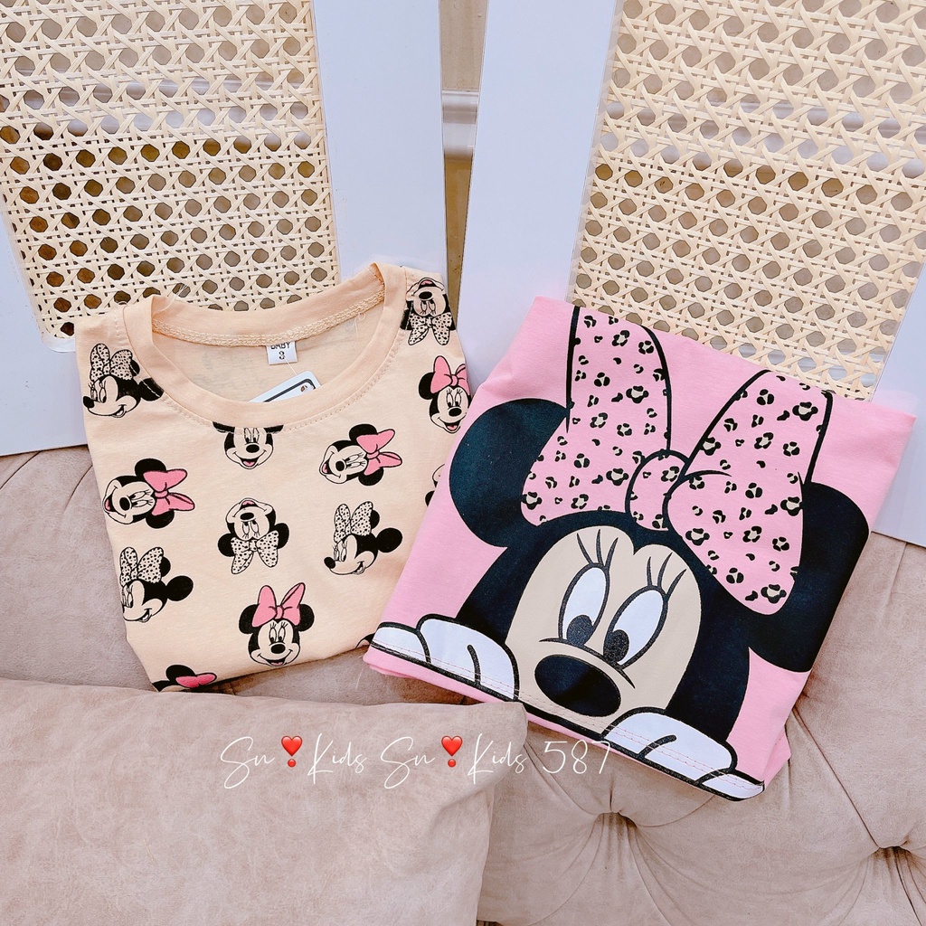 |153FASHIONSALE1 giảm 10k cho đơn 50k|Bộ hè cho bé, cặp bộ mickey nơ hồng xinh xắn cho bé gái