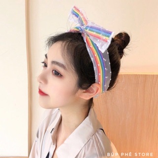 Cài tóc/ Băng đô kẽm cầu vồng voan siêu xinh 🌈