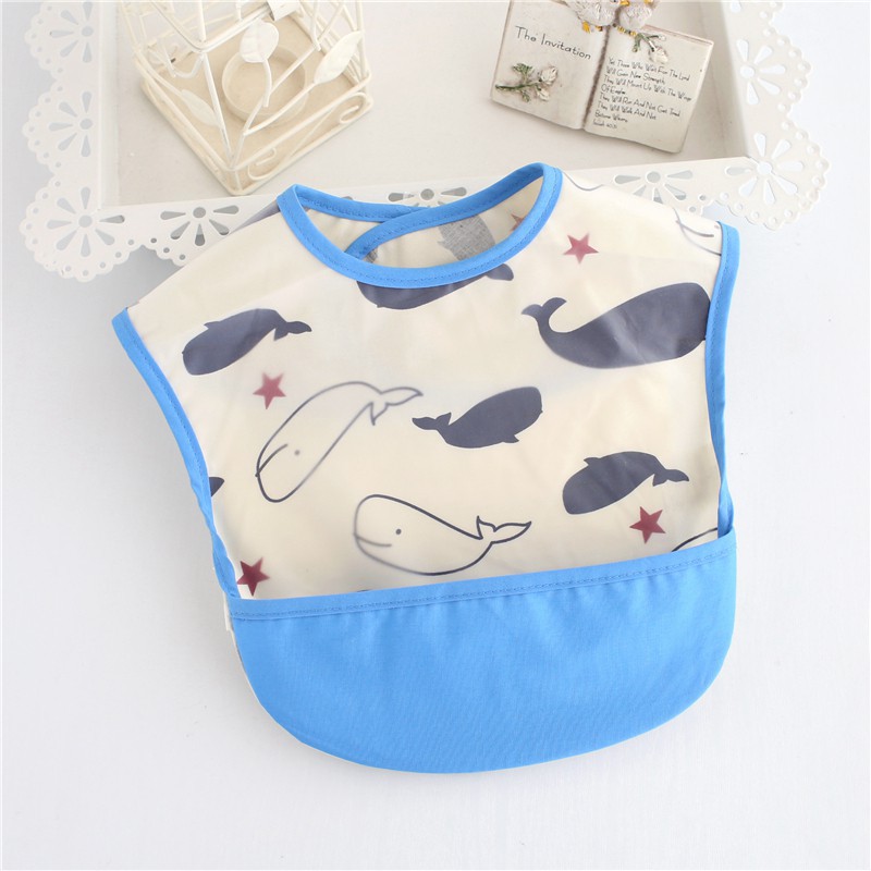 Yếm Cotton Chống Nước Họa Tiết Hoạt Hình Cho Bé