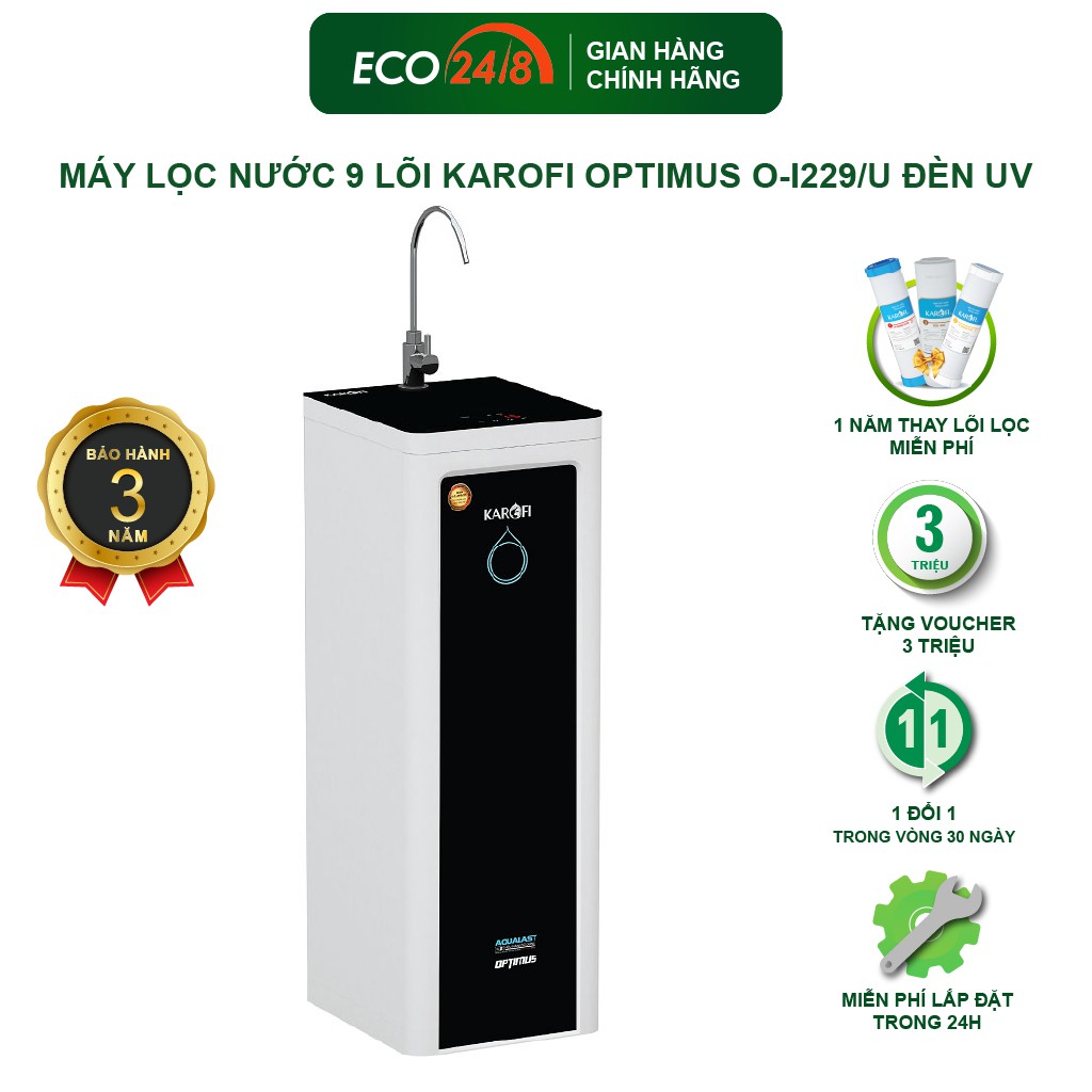 Máy Lọc Nước 9 Lõi KAROFI Optimus O-i229/U Đèn UV