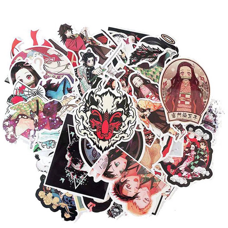 flowersqueen Hình dán nhân vật hoạt hình kimetsu yaiba dùng để trang trí va li