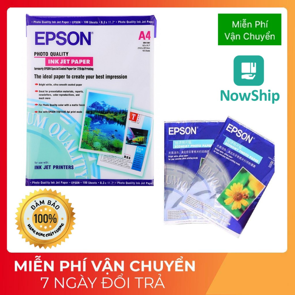 Giấy in màu Epson A4 100 tờ ĐL130gsm - Giấy in phun - Giấy in ảnh cán mờ { dụng cụ văn phòng phẩm các loại,..}