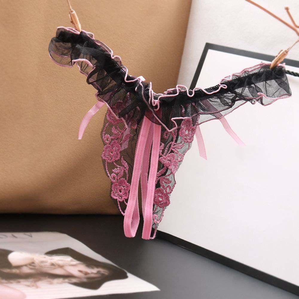 Quần Lót Lưới Thêu Hoa Phối Ren Phong Cách Hàn Quốc Ngọt Ngào Cho Nữ