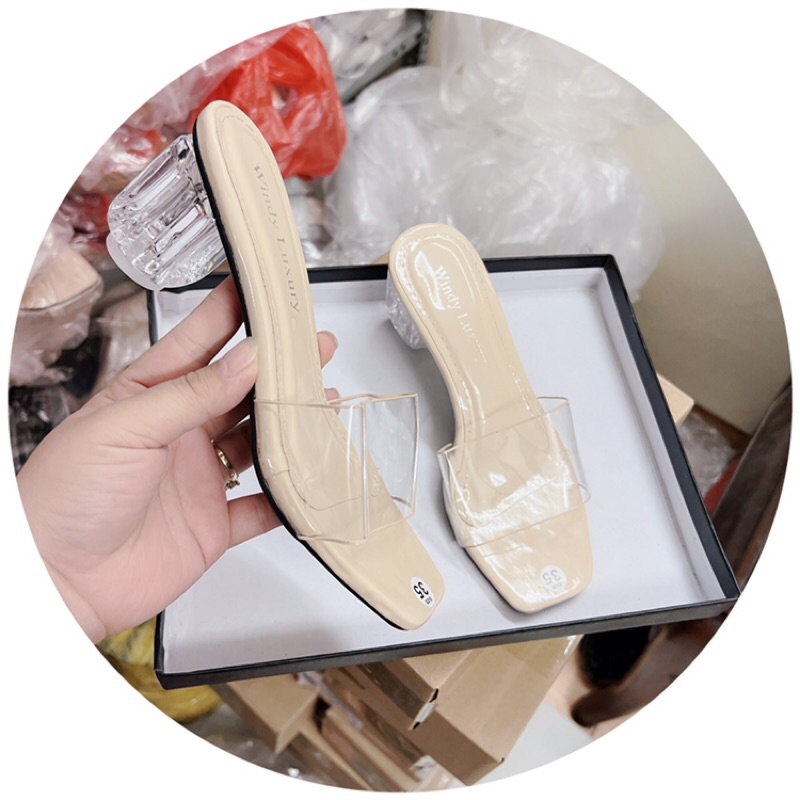 Dép nữ, Guốc Quai Trong Gót Trong Gót Trong Cao 5p Trơn 3 Màu dễ chọn