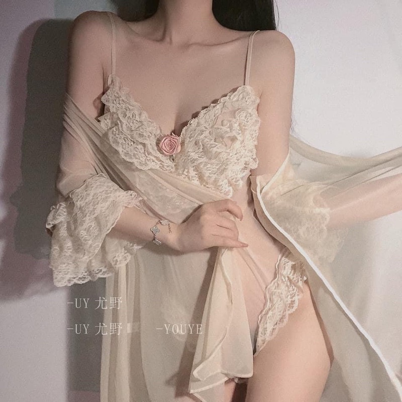 Set num body 2 dây ren sexy cao cấp Set choàng jumsuit mặc nhà gợi cảm quyến rũ Mã SP001