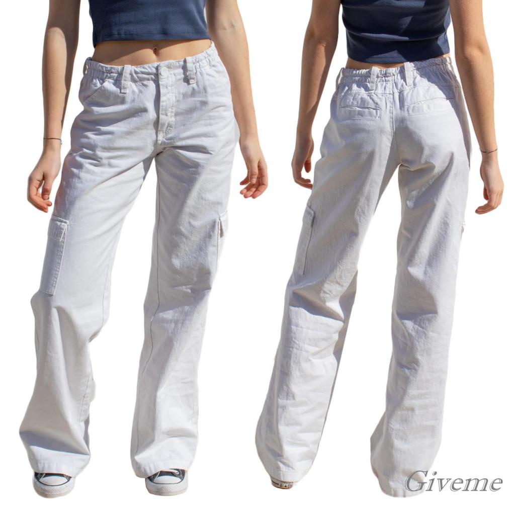 Quần ống rộng Màu Trơn Có Túi Và Dây Kéo Thời Trang Đường Phố Cho Nữ