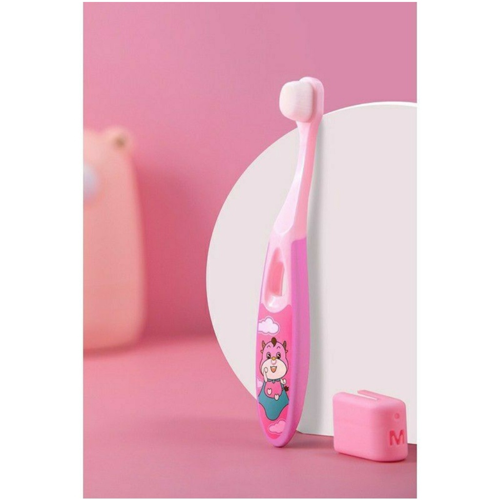 Bàn chải đánh răng lông tơ cho bé tập đánh răng từ 2 tuổi trở lên kết hợp từ 10000 sợ tơ mềm mại bàn chải hình trâu