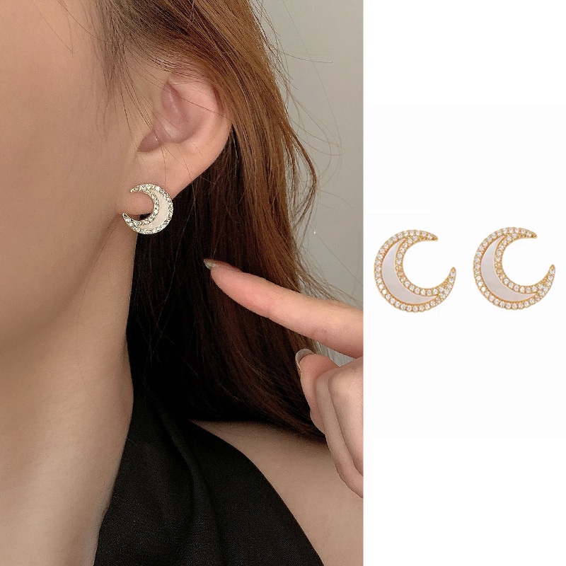 Khuyên tai hình mặt trăng phong cách Hàn Quốc dành cho nữ